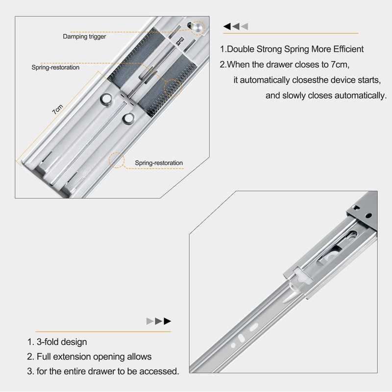 22 inch Soft Close Drawer Slides 4 Pairs Ball Bearing