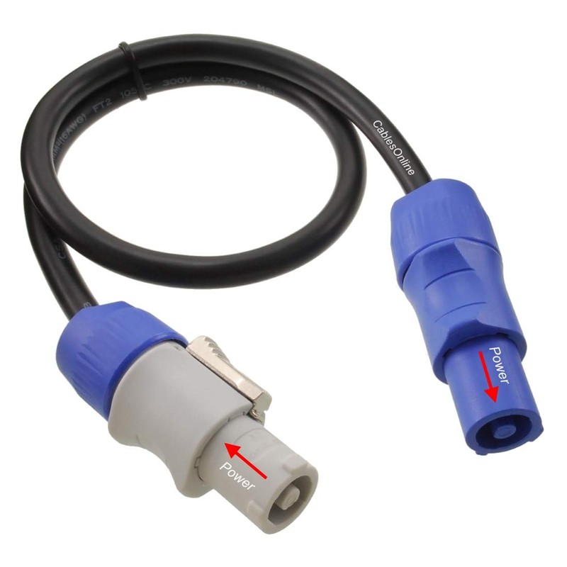 CablesOnline, 2ft. 16AWG Stage Lighting Fixture PowerCon-Compatible Power-Through Jumper Cable,
