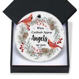 XIAGEANA Cardinal Christmas Ornaments-When Cardinal Appear Angels are Near Present Xmas Tree Decorations Ornament Flat Circle Ceramic 3In