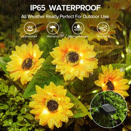 Solar Garden Lights Outdoor - 6 Pack with 36 Bright Solar Sunflower Lights, IP65 Waterproof Sunflower Light for Outdoor Flower Bed, Yard, Pathway, Patio Decor - Gift for Mom, Women, Grandma