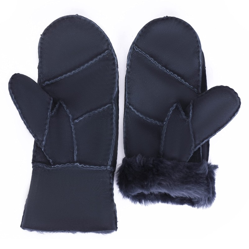 Vaisiteng Women's Double Face Sheepskin Gloves Warm Shearing Leather Mittens