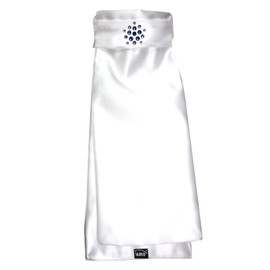 Aiko Plastron Satin White / Night Blue Flower Crystal Rhinestones