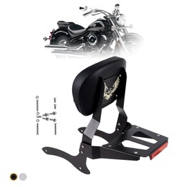 Kinglemc Powersports Sissy Bar with Backrest Luggage Rack for Yamaha Vstar 1100 XVS 1100 Classic Custom 1998 to 2016(Black,Non-Studded)