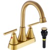 Bathroom Sink Faucet 4 Inch 2 Handle Centerset Brushed Gold
