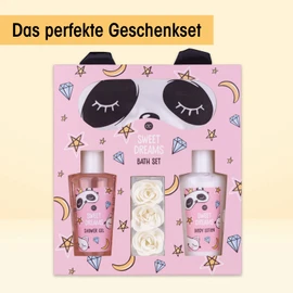 accentra Sweet Dreams Women's Gift Set, Beauty Set with Panda Sleeping Mask, Shower Gel, Body Lotion and Rose Bath Confetti, Wellness Set for Women and Girls for Birthday and Special Occasions