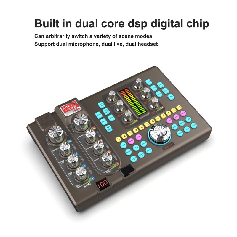 Digital Sound Card Professional Treble Bass Adjustable One Click Noise