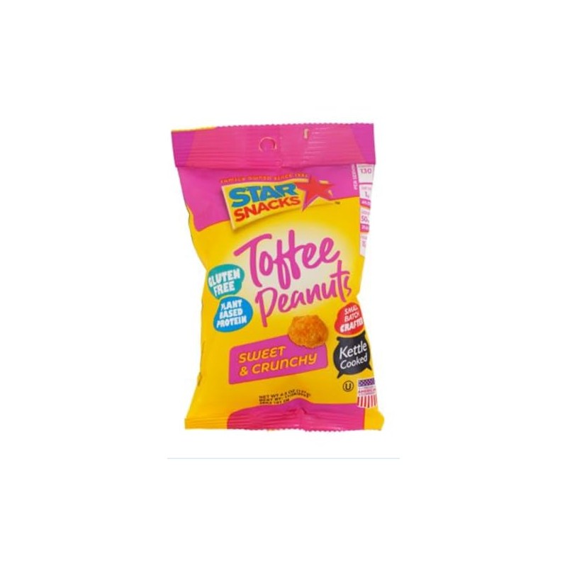 Toffee Glazed Peanuts, Sweet and Crunchy Kettle Cooked, Plant Based