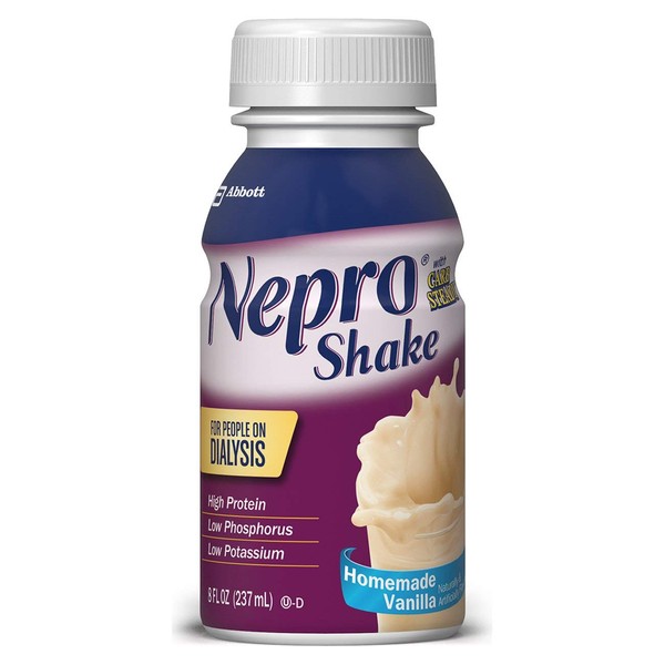 Nepro Nutrition Shake for People on Dialysis, with 19 Grams of Protein, 420 Calories, Vanilla, 8 fl oz, 16 Count
