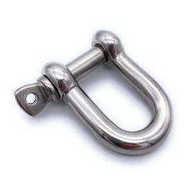 V4A Stainless Steel Shackle Diameter 8 mm Straight Short Shape Embossed Load Capacity (WLL): 625 kg [Size Selectable 4-20 mm] (8 mm)