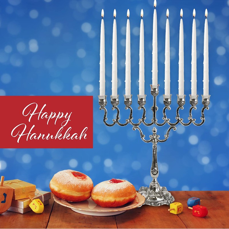 Ner Mitzvah Dripless Chanukah Candles Standard Size, Textured White Hanukkah