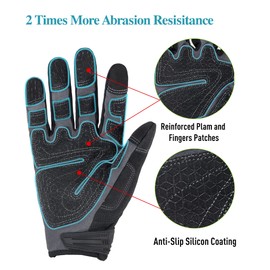 HANDLANDY Excellent Grip Work Gloves with TPR Impact Reducing Safety Working Gloves, Mechanic Work Gloves for Men Women (Hi vis-Green, X-Large)