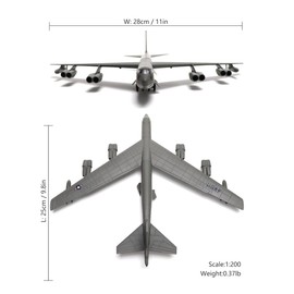 SEBUNAS 1/200 Scale B-52 Stratofortress Aircraft Model USAF Red Devils Strategic Heavy Bomber Miniature Metal Diecast Military Airplane Model Kit with Stand for Adults Collection Gift