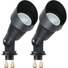 Lumina Lighting® 4W Landscape Lighting 12V Landscape Lights Low Voltage Landscape Spotlights Warm White Waterproof Outdoor Replaceable LED Bulb for Garden, Lawn, Porch, Patio and Yard (Black, 2-Pack)