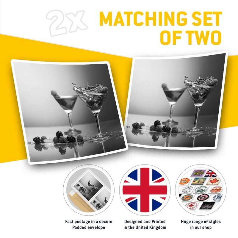 2 x 10cm Square Vinyl Stickers - Cocktail Drinks Beverage