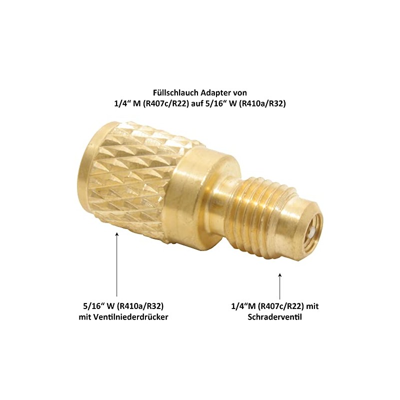 Filling Hose Adapter R410a / R32 from 1/4 Inch SAE