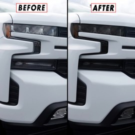 SlickMod PreCut Vinyl Smoke Tint for 2019-2021 Chevy Silverado LTZ, RST and High Country (1. Headlight and Foglight, 35% Light Smoke)