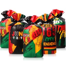 Funnymoom 48 Pcs Juneteenth Bags June 19 Gift Drawstring Bags Plastic Goodie Treat Bag for Independence Freedom Day African Candy Cookie Party Favor Supplies(Popular)(Popular)