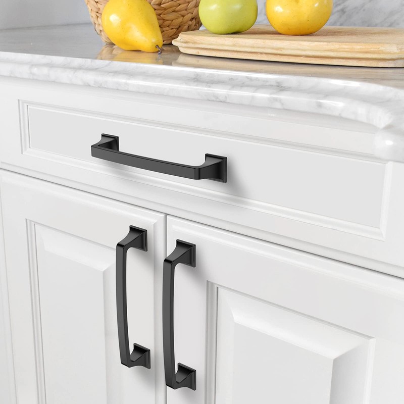 Amerdeco 10 Pack Matte Black Cabinet Pulls 6-1/4 Inch(160mm) Hole