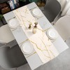Table Runner Spring Summer Modern White Marble Golden Texture Tablecloth