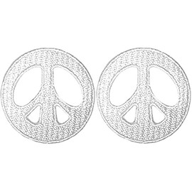 Ranger Return Set 2 of Small Cute Mini Peace Sign Rainbow Tiny Sew Iron on Embroidered Patches - White (Peace-O-WH-MINI2)
