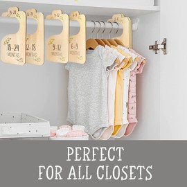 8Pcs Wooden Baby Closet Dividers - Premium Double-Sided Organizer, Baby Closet Size Divider Wooden Baby Closet Organizers for Newborn