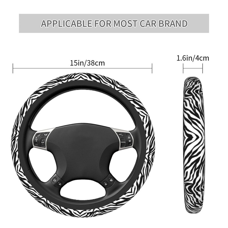 Zebra Steering Wheel Covers Non Slip Neoprene Stripe Pattern Steering
