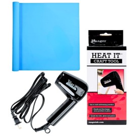 Heat Gun for Crafting and Silicone Craft Mat - Craft Tools Bundle - Mini Heat Gun for Crafting, Embossing, Resin Bubble Removal, Heat Resistant Silicone Mat for Resin, Nail Art, Paint