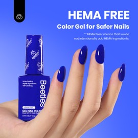 Beetles Blue Gel Nail Polish- Hema-Free Gel Nail Polish High Gloss Soak Off Eternal Royal BlueNail Polish Nail Art Manicure Salon Same Color Bottle