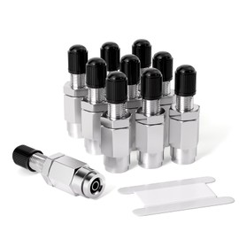 GASHER 10PCS 1/4"OD Nickel Plated Brass Air Inflation Schrader Valve with Push Connection, 1/4" OD Air Line Tubing, Air Line and Air Spring Suspension for Semi Truck Trailers