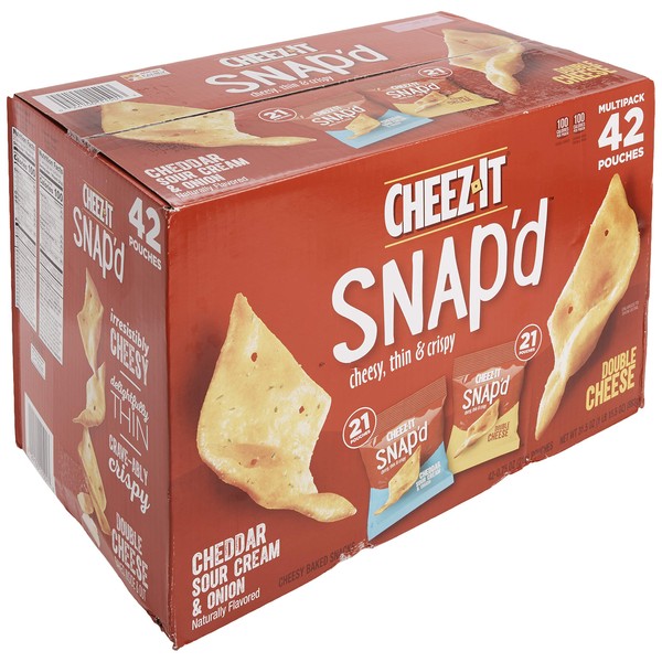 Cheeze-It Snap'd Cheesy Baked Snacks Multipack 42Count 0.75 Oz Net Wt 31.5 Oz