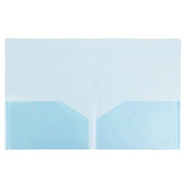JAM PAPER Plastic Light Weight Flexible Two Pocket Presentation Folders - Blue - 12/Pack