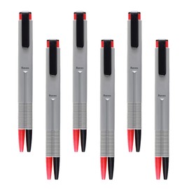 Epoch Chemical 510-0200_6 2-Color Ballpoint Pen Batons 0.7mm Black and Red Ink, Gray, 6 Pens