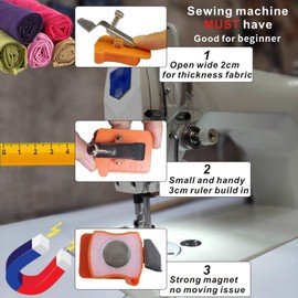 Beaspecal 2Pcs Magnetic Seam Guide for Sewing Machine Hemmer Guide Multi Usage Universal Strong Magnet Sewing Accessories with 3cm Scale
