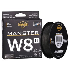 Seaknight W8 II 8 Strands Braided Lines 300M Smooth PE Braid Multifilament Wire Carp Fishing Lines Double Coating UV-proof Saltwater-proof Fishing Line for Sea Fishing 15-100LB