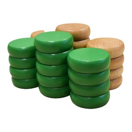 26 Natural and Green Crokinole Discs - Full Set (Small Discs - 1 1/8 Inch Diameter (2.9cm))