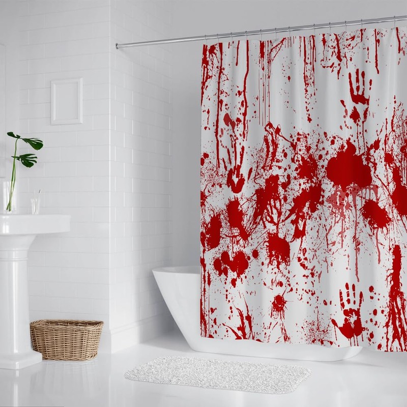 Careyoungs Bloody Hand Shower Curtain Halloween Theme Help Me Horror