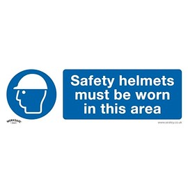 Mandatory Safety Sign - Safety Helmets Must Be Worn In This Area - Rigid Plastic - Pack of 10