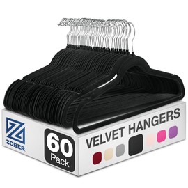 Zober Velvet Hangers - Black for Coats, Pants & Dress Clothes - Non Slip w/ 360 Degree Swivel, Holds up to 10 lbs - Strong Felt Hangers for Clothing