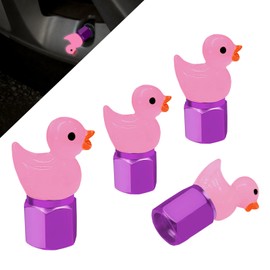 I3DIDEA Glow in The Dark Tire Valve Caps-4 Pieces Cute Animal Auto Exterior Accessories for Men/Women, Fun Tire Accessories Universal Fit for Most Car Motorcycles Trucks Bicycles. (Pink Duck)