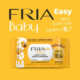 Fria Easy Baby Nappy Changing Wipes with Aloe Vera and Honey Extract with Skin Moisturising Effect, Dermatologically Tested, Pack of 110 Wipes