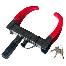 Dodomes Universal Wheel Lock Heavy Duty Security Tires Lock Trailer Wheel Clamp Lock Anti Theft for Car Trailers SUV Boat ATV's Motorcycle Golf Cart with 3 Keys (Red-Flower Grey)