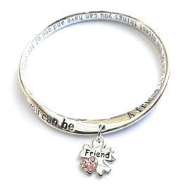Equilibrium Silver Plated Charm Message Bangle Friend