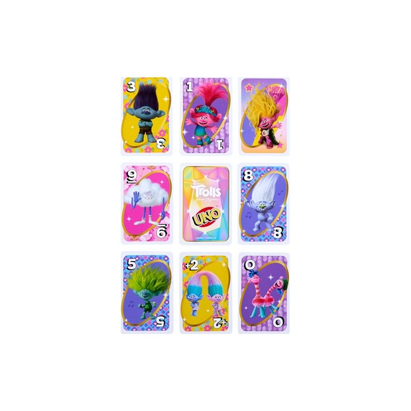 Mattel Games, UNO Juego de Cartas Trolls 3 para niños