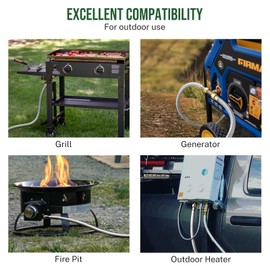6 Feet Propane Hose Extension, Braided 3/8" Propane Extension Gas Line, 6ft Flexible LP Gas Line, Female to Female Flare on Both Ends, Brass Connector for Gas Grill, RV Application, Heater, Burner