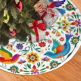 Otomi Mini Christmas Tree Skirts 15 Inches Classic Colorful Mexican Tabletop Xmas Tree Skirt Decorations Christmas Tree Mat for Christmas Party Small Artificial & Real Trees
