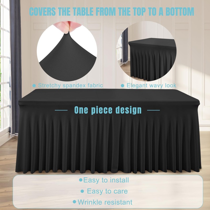 Party Talk 1 Pack Black Rectangular Table Cloth, 8FT x