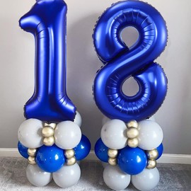 UDRKFOPK Dunkelblau Luftballon 18,Zahlen Luftballon Dunkelblau,40 Zoll Folienballon 1&8,Zahlenballon 18 Helium Ballon Luftballon 18 Geburtstag für 18th Geburtstagsdeko Mädchen Junge Jubiläum Party Deko