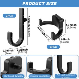 Velarionna 6 Pcs Storage Shed Hooks Compatible with Sun-cast Crafts-Man, Black J and U Hanger Tool Shelves Organizer Accessories for Hanging Shovels Rakes Scissors Tools(Color:Black)