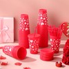Jingmore 24 Pcs Valentine's Day Cups with Lids and Straws