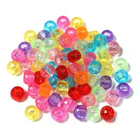 1000pcs Pony Beads Bulk, 6 X 9mm Multicolored Bracelet Beads, Hair Beads for Braids for Kids, Friendship Bracelet Making Kit Round Rainbow Craft Beads for DIY Crafts Gift (many faceted rainbow colors)